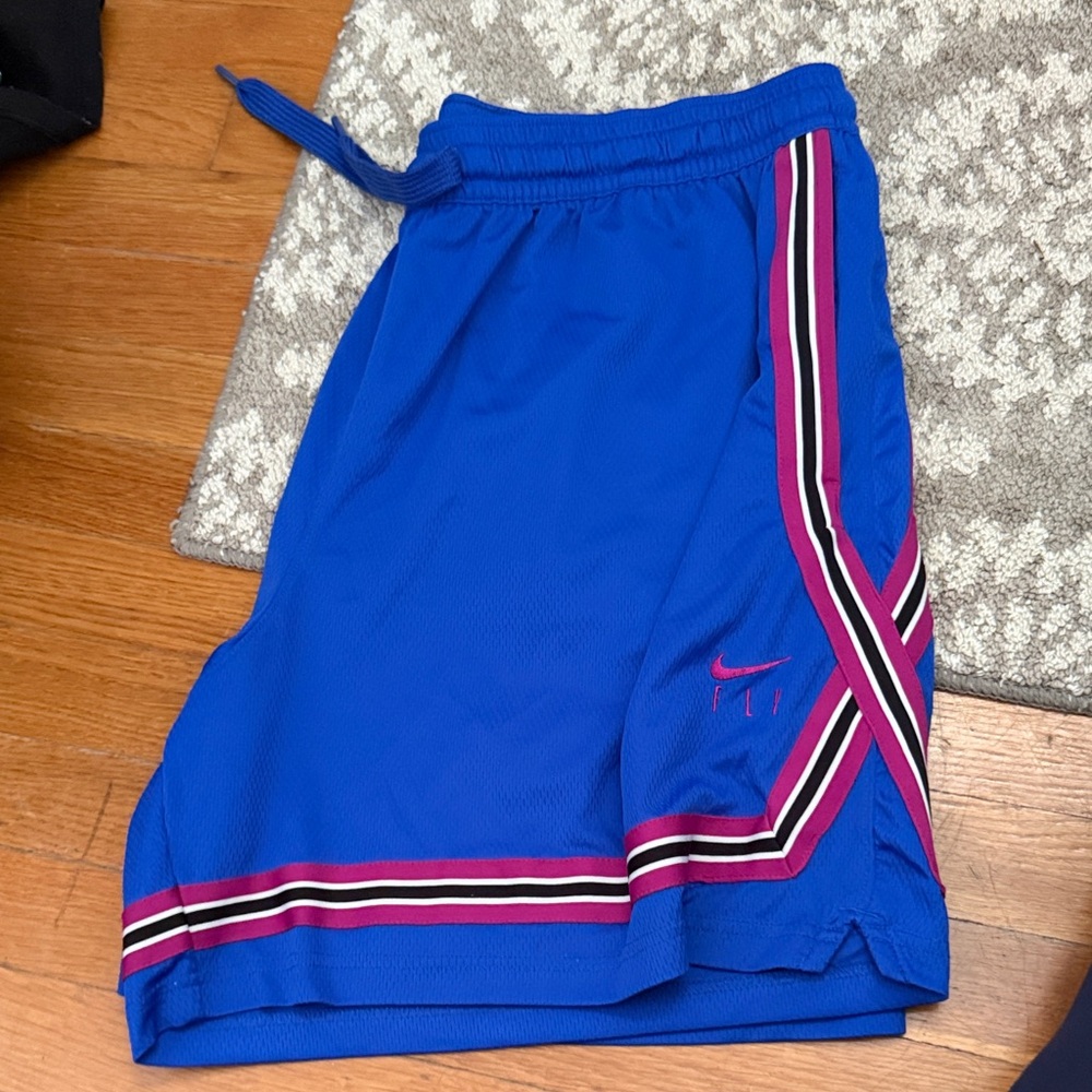 Nike Royal Blue Shorts with Pink and White Stripes